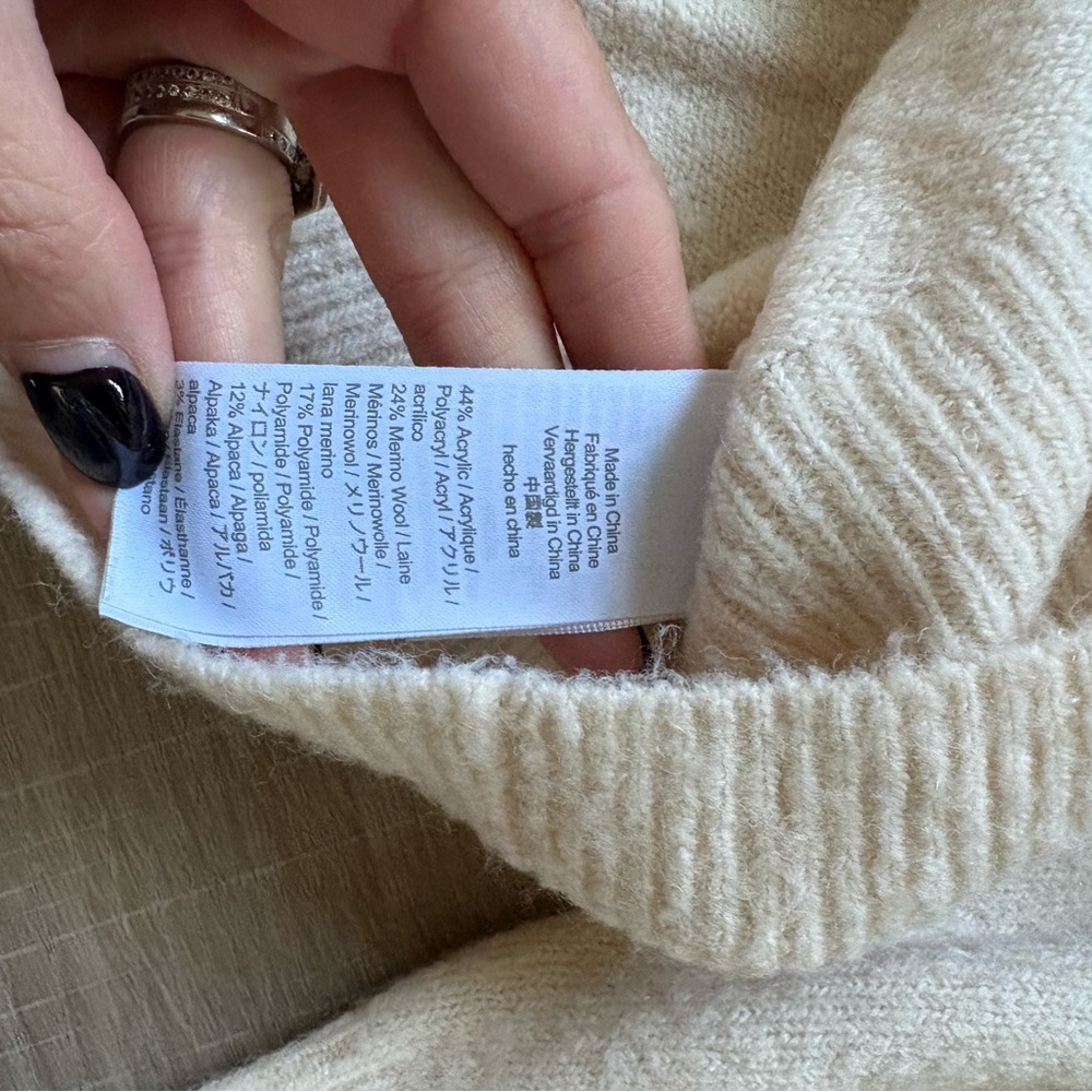 J. Crew Merino Wool Cream Quarter Zip Sweater - Picture 5 of 8